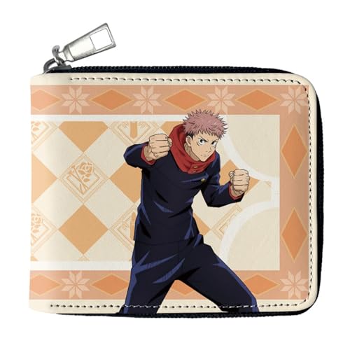 MATRIXX Jujut-su Kais-en Anime Geldbörse, Reißverschluss Portemonnaie Leder, Mädchen Geldtasche mit Münzfach und Geldscheinfach(Color:Multicolor 9) von MATRIXX