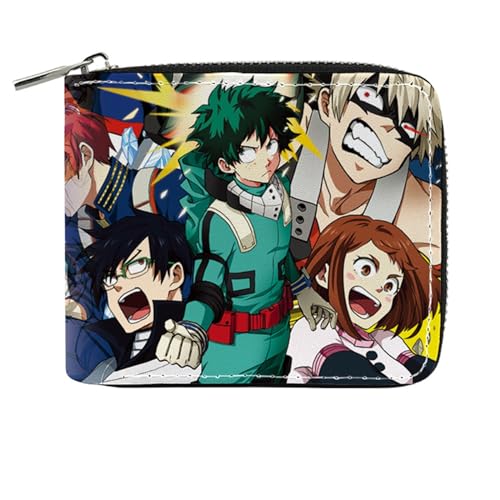 MATRIXX My He-ro Academ-ia Anime Wallets, Geldbörse Leder mit Reißverschluss, Reisegeldbeutel für Kinder Geld Geldscheinfach und Münzfach(Color:Multicolor 6) von MATRIXX