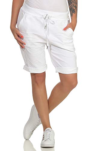 MATY FASHION Damen Bermuda Kurze Hose Shorts für den Strand Sweatpants Sommerhose 44 (34-40, Weiß) von MATY FASHION