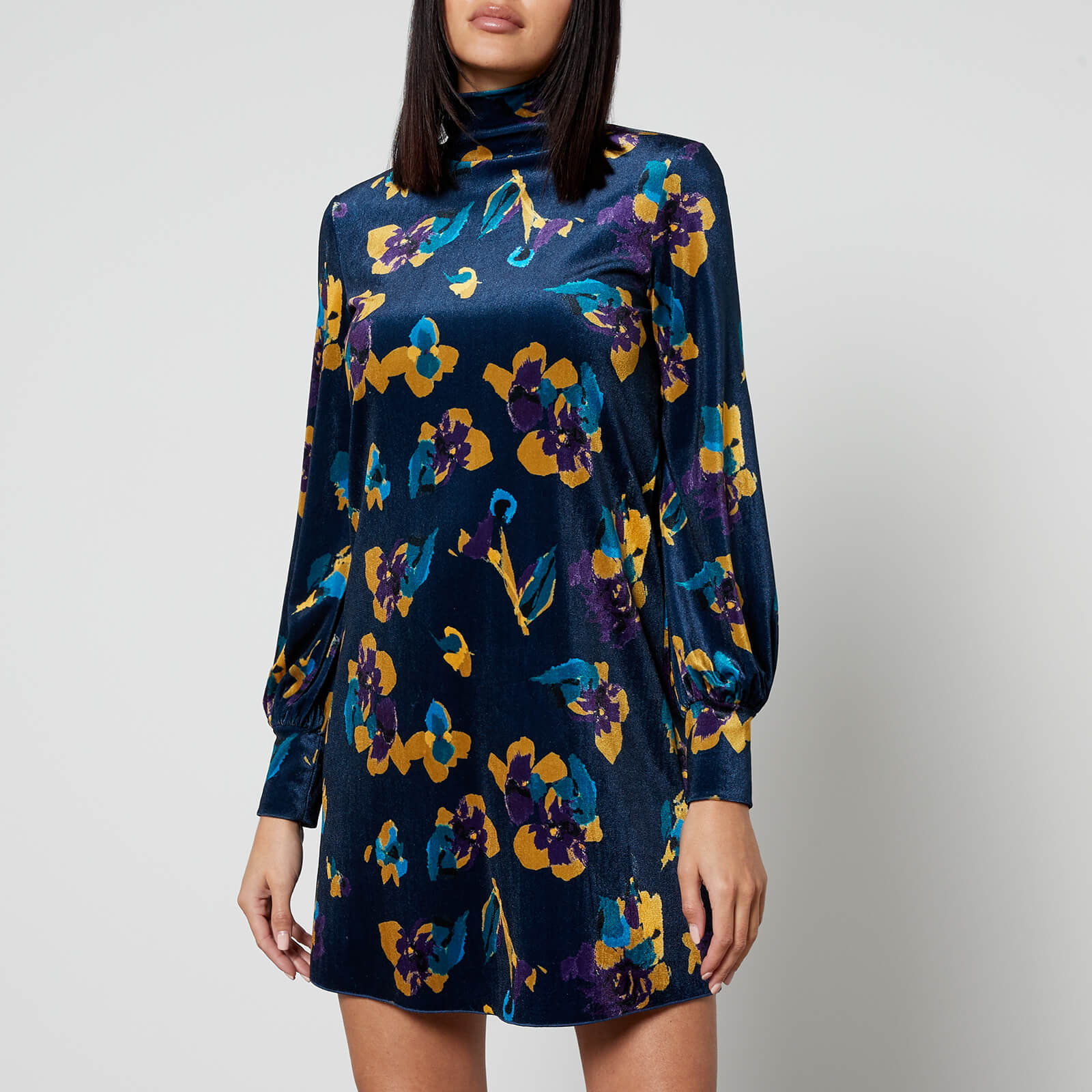 MAX&Co Floral Velvet-Jersey Tunic Dress - L von MAX&CO.