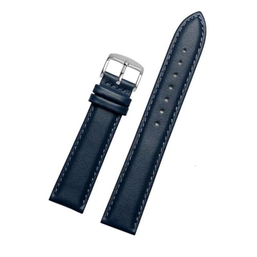 Echtes Lederarmband Uhrengurt für Männer Frauen Uhrenband Uhr Accessoires, Blaues Stift Silber, 16mm von MBello