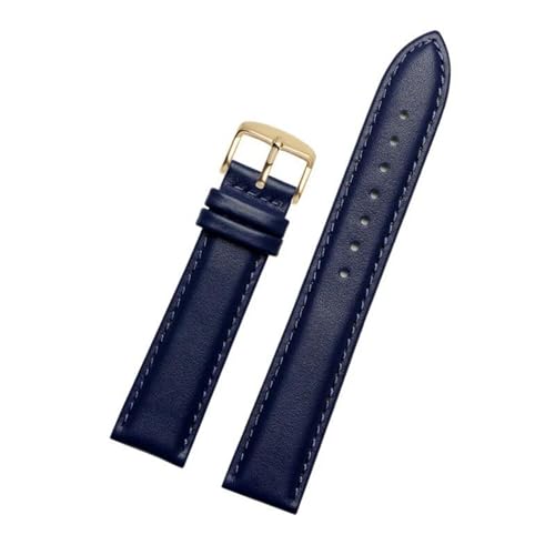 Echtes Lederarmband Uhrengurt für Männer Frauen Uhrenband Uhr Accessoires, Blue Pin Gold, 19mm von MBello