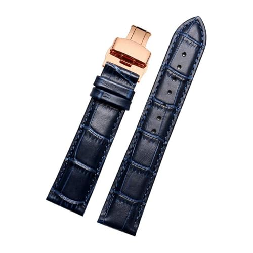 Echtes Lederarmband Uhrengurt für Männer Frauen Uhrenband Uhr Accessoires, Dunkelblaue Rose, 21mm von MBello