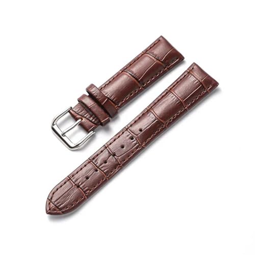 Kalbskinne Watch Band echtes Lederbandband Slub Muster Armband Frauen Frauen Universal Armband Uhr Accessoires, Brown, 22mm von MBello