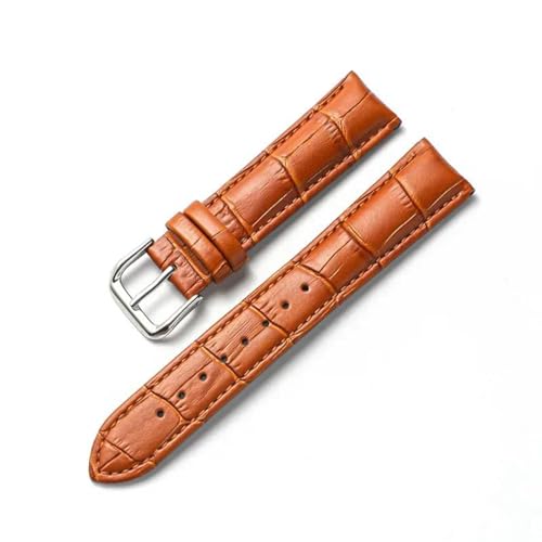 Kalbskinne Watch Band echtes Lederbandband Slub Muster Armband Frauen Frauen Universal Armband Uhr Accessoires, Light Brown, 20mm von MBello