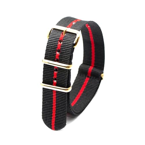 MBello Premium-Nylonarmband, goldene Schnalle, langlebig, atmungsaktiv, für Damen und Herren, Canvas-Gewebe, Armband, Ringschnalle, Schwarzes Hellblau, 22mm von MBello