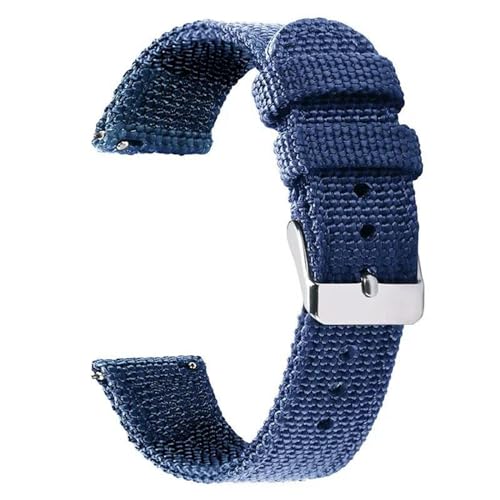 MBello Nylon-Canvas-Uhrenarmband, gewebter weicher Gürtel, Universal-Armband für Herren Damen Sport-Schnellverschluss-Armband, Blau, 22mm,black Buckle von MBello