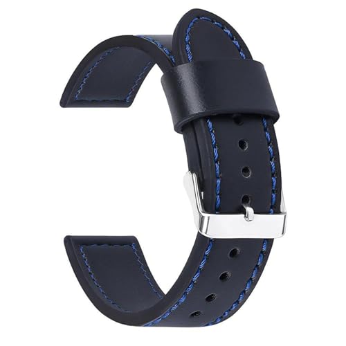 Vintage echtes Leder Uhrengurt Universal Armband für Männer Frauen Ersatz Accessoires Armband, Schwarz Blau, 18mm Width von MBello