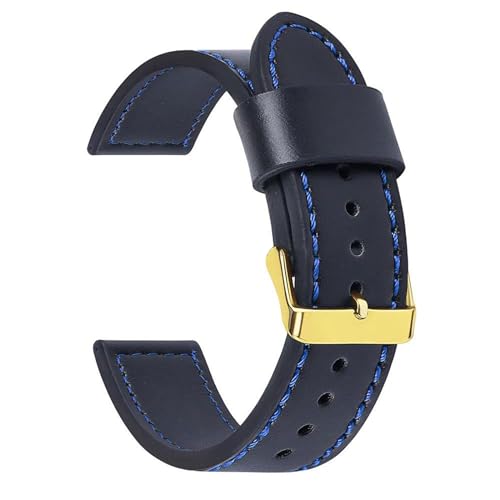 Vintage echtes Leder Uhrengurt Universal Armband für Männer Frauen Ersatz Accessoires Armband, Schwarzer Blaugold, 24mm Width von MBello