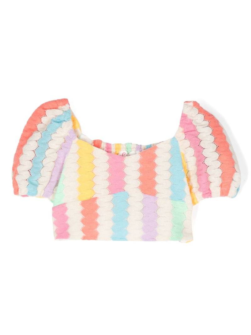 MC2 Saint Barth Kids Cropped-Top in Colour-Block-Optik - Nude von MC2 Saint Barth Kids