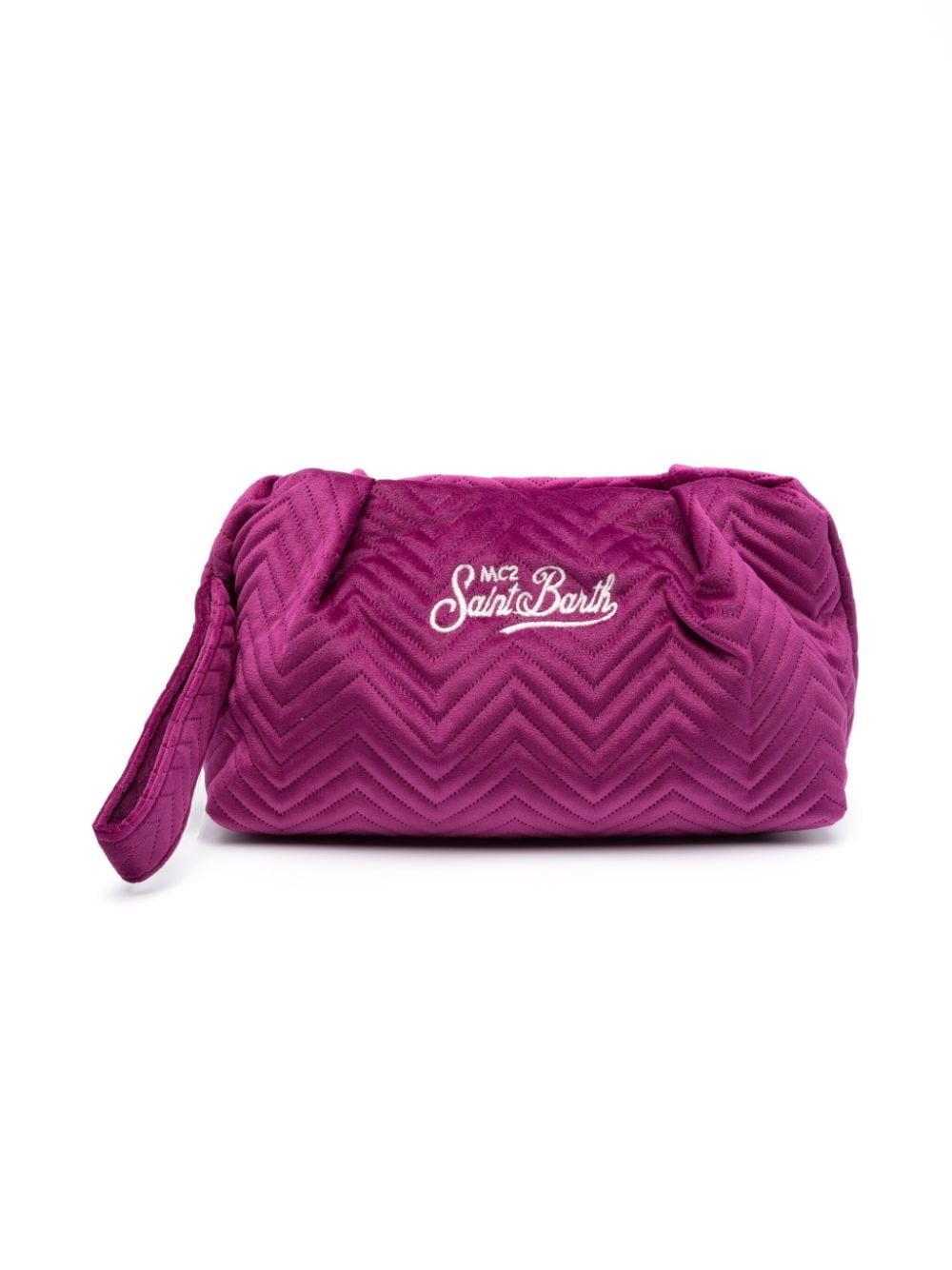 MC2 Saint Barth Kids Gesteppte Samt-Clutch mit Logo-Stickerei - Violett von MC2 Saint Barth Kids