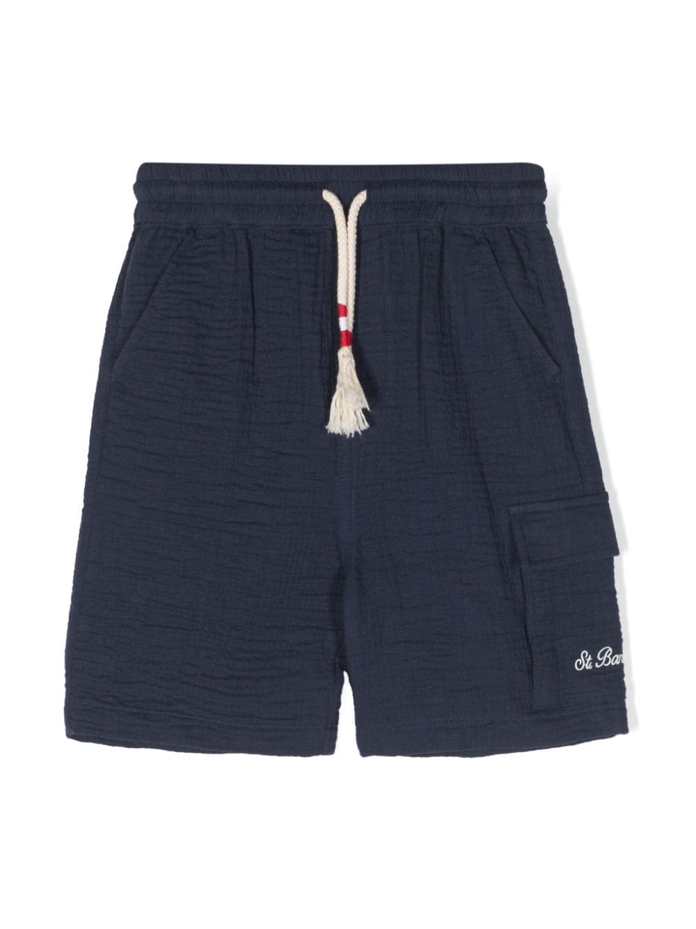 MC2 Saint Barth Kids Seersucker-Shorts mit Logo - Blau von MC2 Saint Barth Kids