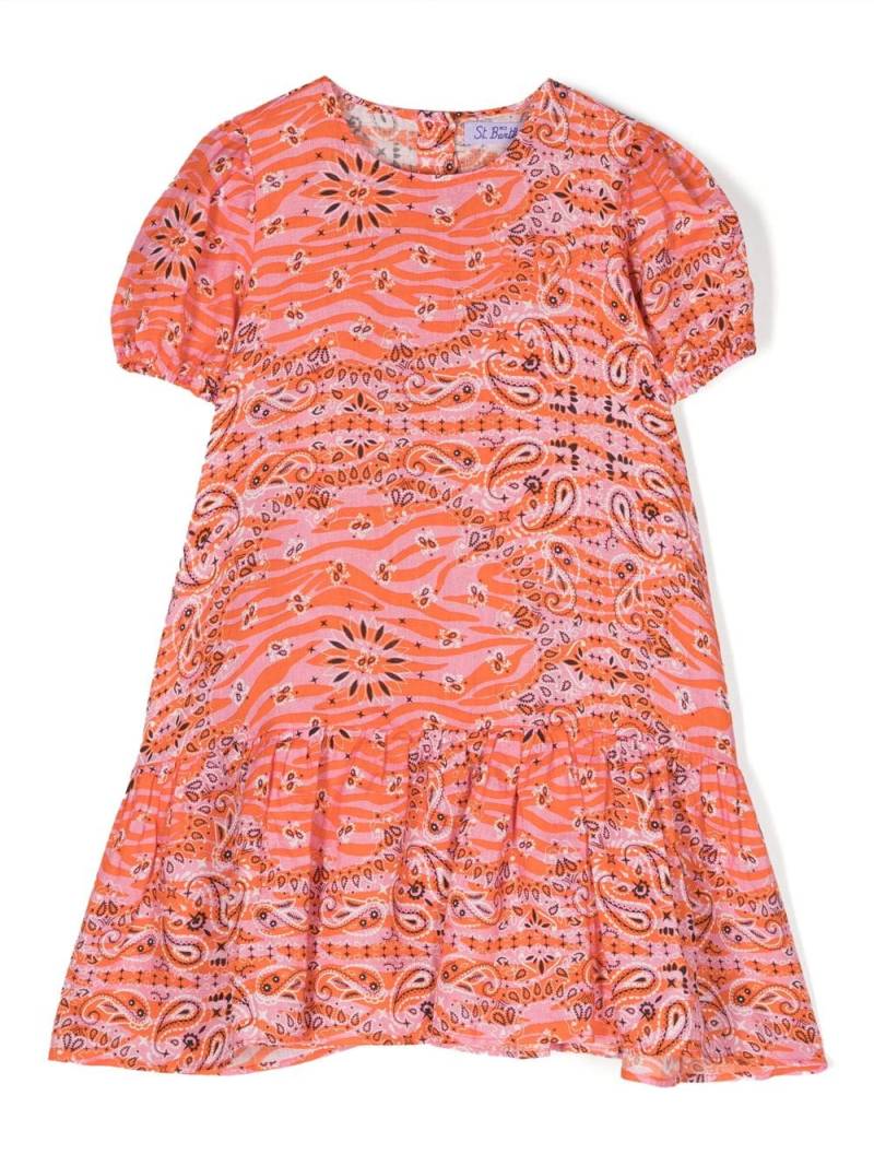 MC2 Saint Barth Kids Ausgestelltes Kleid mit Paisley-Print - Orange von MC2 Saint Barth Kids