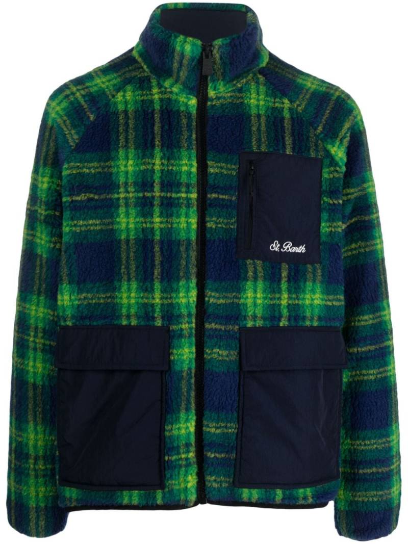 MC2 Saint Barth Bestickte Fleecejacke mit Schottenkaro - Grün von MC2 Saint Barth