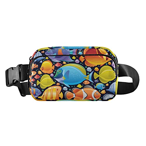 Underwater Tropical Fish Fanny Pack for Women Men Crossbody Belt Bag Fashion Waist Packs Purse with Adjustable Strap Dupes for Teen Girls Boys, Mehrfarbig, Large von MCHIVER