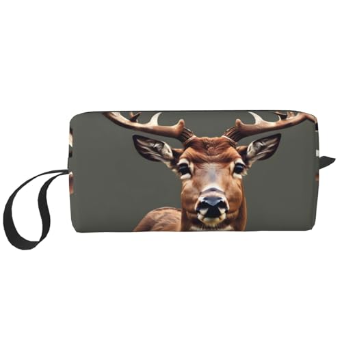 Aufbewahrungstasche mit Hirschmotiv, kleine Make-up-Tasche für Geldbörse, Reise-Make-up-Tasche, Mini-Kosmetiktasche für Herren, Beauty Deer, Einheitsgröße von MDATT