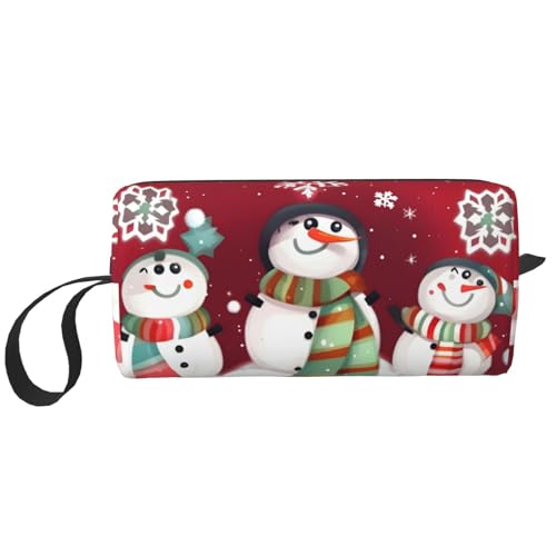 Aufbewahrungstasche mit Schneemann-Motiv, kleine Make-up-Tasche für Geldbörse, Reise-Make-up-Tasche, Mini-Kosmetiktasche für Herren, Niedlicher Schneemann mit Aufschrift "Merry Christmas", von MDATT