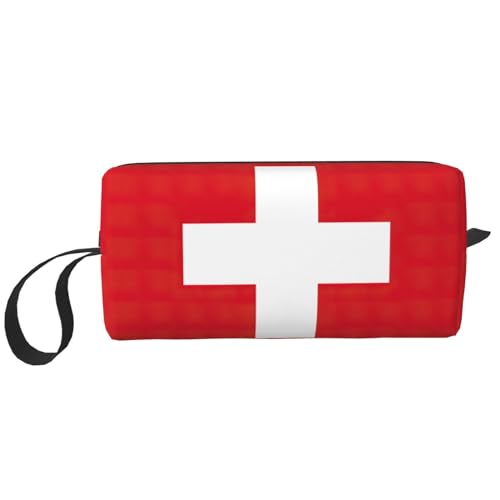 Aufbewahrungstasche mit Schweizer Flagge, kleine Make-up-Tasche für Geldbörse, Reise-Make-up-Tasche, Mini-Kosmetiktasche für Herren, Schweizer Flagge, Einheitsgröße von MDATT