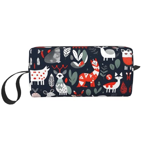 Aufbewahrungstasche mit skandinavischen Tieren, kleine Make-up-Tasche für Geldbörse, Reise-Make-up-Tasche, Mini-Kosmetiktasche für Herren, Skandinavische Tiere, Einheitsgröße von MDATT