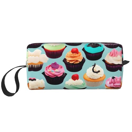 Bunte Cupcake-Aufbewahrungstasche, kleine Make-up-Tasche für Geldbörse, Reise-Make-up-Tasche, Mini-Kosmetiktasche für Herren, Bunte Cupcakes, Einheitsgröße von MDATT