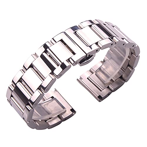 Edelstahl Uhrenarmband Armbänder Männer Hohe Qualität Silber Metall 18 20 21 22 23 24mm Fashion Wald Watchbands Zubehör (Color : Polished, Size : 18mm) von MDATT