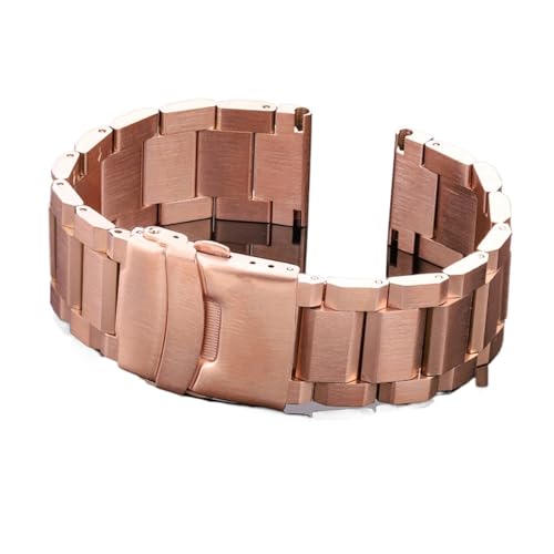 Edelstahl Uhrenarmband Strap Frauen Männer Metall Armband Link Armband 18mm 20mm 22mm 24mm Zubehör Silber Rose Gold Schwarz (Color : Rose Gold, Size : 18mm) von MDATT