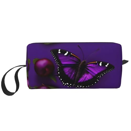 Eine lila pflaumenfarbene Schmetterlings-Aufbewahrungstasche, kleine Make-up-Tasche für Geldbörse, Reise-Make-up-Tasche, Mini-Kosmetiktasche für Herren, Ein lila Pflaumen-Schmetterling, Einheitsgröße von MDATT