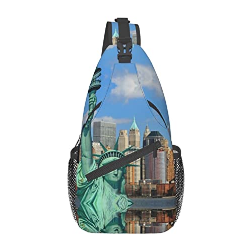 Golf Club Herren Einzelne Schultertasche Casual Brust Straddle Bag Beauty Body Chest Bag Print, Freiheitsstatue in Nyc, Einheitsgröße von MDATT