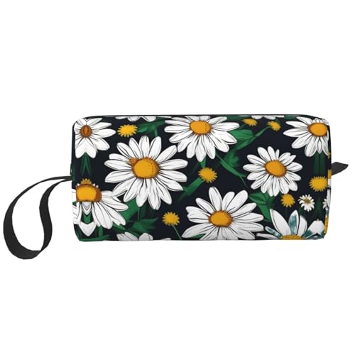 Kleine Make-up-Tasche für Geldbörse, Reise-Make-up-Tasche, Mini-Kosmetiktasche für Herren mit Blumenmuster und Gänseblümchen, Blumen-Gänseblümchen, Einheitsgröße von MDATT