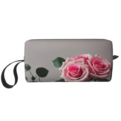 Kleine Make-up-Tasche mit rosa Rosen, für Geldbörse, Reise-Make-up-Tasche, Mini-Kosmetiktasche für Herren, Rosa, Einheitsgröße von MDATT