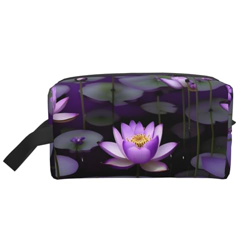 Kosmetiktasche für Damen, Lotusblüte, kleine Make-up-Tasche für Geldbörse, Make-up-Tasche, Reise-Make-up-Tasche mit Reißverschluss, Violett, Lotusblüte, Violett, Einheitsgröße von MDATT