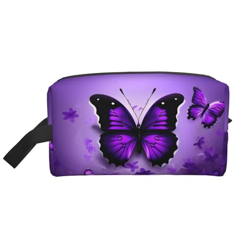 Kosmetiktasche für Damen, Motiv: schöne Schmetterlinge, kleine Make-up-Tasche für Geldbörse, Make-up-Tasche, Reise-Make-up-Tasche mit Reißverschluss, Schöne lila Schmetterlinge, Einheitsgröße von MDATT
