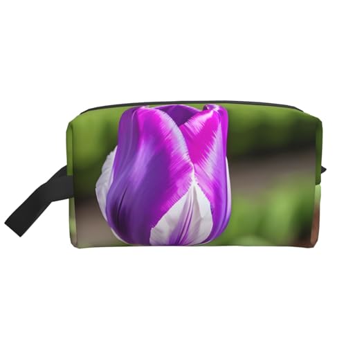 Kosmetiktasche für Damen, kleine Make-up-Tasche für Geldbörse, Make-up-Tasche, Reise-Make-up-Tasche mit Reißverschluss, Lila, Violett - Purple Tulip, Einheitsgröße von MDATT