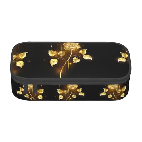 MDATT Farbenfrohes Federmäppchen mit Reißverschlussfach für Büro, Reisen, mit Liebe-Strand-Aufdruck, Gold Rose, Einheitsgröße, Taschen-Organizer von MDATT