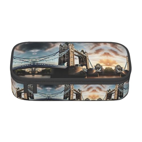 MDATT Historische Old Tower Bridge London Print Federmäppchen Große Kapazität Federmäppchen Stifttasche mit 4 Fächern für Männer Frauen von MDATT