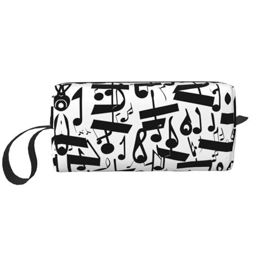 Schwarze Aufbewahrungstasche für Musiknoten, kleine Make-up-Tasche für Geldbörse, Reise-Make-up-Tasche, Mini-Kosmetiktasche für Herren, Schwarze Musiknote, Einheitsgröße von MDATT