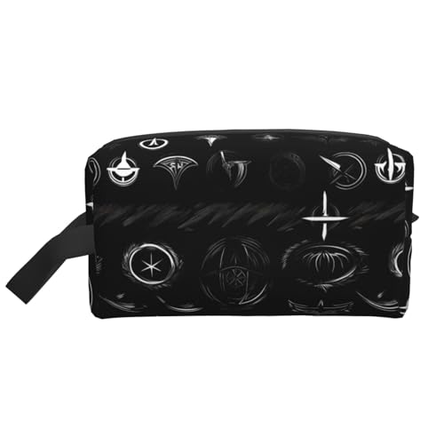 MDATT Supernatural Symbols Schwarze Aufbewahrungstasche mit Aufdruck, kleine Make-up-Tasche für Geldbörse, Reise-Make-up-Tasche, Mini-Kosmetiktasche für Herren, Supernatural Symbole, schwarzer Druck, von MDATT