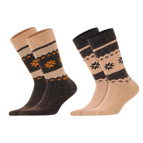 MEBY 2 Paar Alpaka Socken. Warme Thermosocken. Dicke, flauschige Wintersocken. Vorgewaschene Wandersocken aus Alpakawolle (DE/NL/SE/PL, Numerisch, 39, 42, Regular, Regular, Beige-Braun 3097) von MEBY