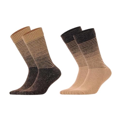 MEBY 2 Paar Alpaka Socken. Warme Thermosocken. Dicke, flauschige Wintersocken. Vorgewaschene Wandersocken aus Alpakawolle (DE/NL/SE/PL, Numerisch, 39, 42, Regular, Regular, Beige-Braun 3098) von MEBY