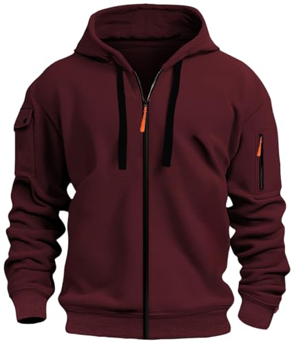 MEDUOLA Herren Kapuzenstrickjacke Sportjacke Jogging Hoodie Jungen & Männer Sweatshirt Reißverschluss Tasche Multifunktionale Strickjacke Hoodie S,A12 Rot MEDUOLA Herren Kapuzenstrickjacke Sportjacke Jogging Hoodie Jungen & Männer Sweatshirt Reißverschluss Tasche Multifunktionale Strickjacke Hoodie S,A12 Rot von MEDUOLA