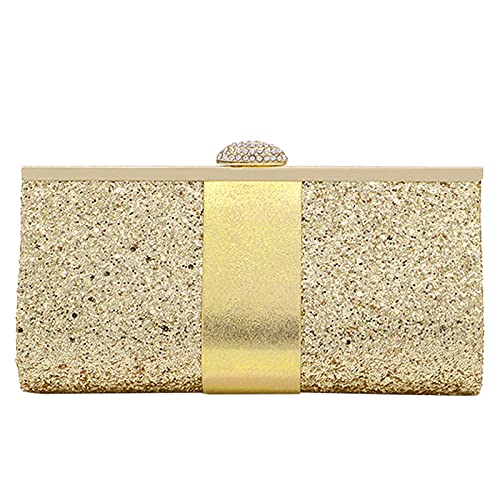 MEGAUK Damen Glitzer Clutch Unterarmtasche mit Abnehmbare Kette für Hochzeit Wedding Ball Bankett Prom Party, Glitzer Gold von MEGAUK