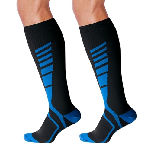 MEGAVOW 1 Paar Kompressionsstrümpfe Sport für Herren Damen, Kompressionssocken Stützstrümpfe Laufsocken, Compression Socks für Sport Laufen Flug Reisen, S/M, Schwarz&Blau MEGAVOW 1 Paar Kompressionsstrümpfe Sport für Herren Damen, Kompressionssocken Stützstrümpfe Laufsocken, Compression Socks für Sport Laufen Flug Reisen, S/M, Schwarz&Blau von MEGAVOW