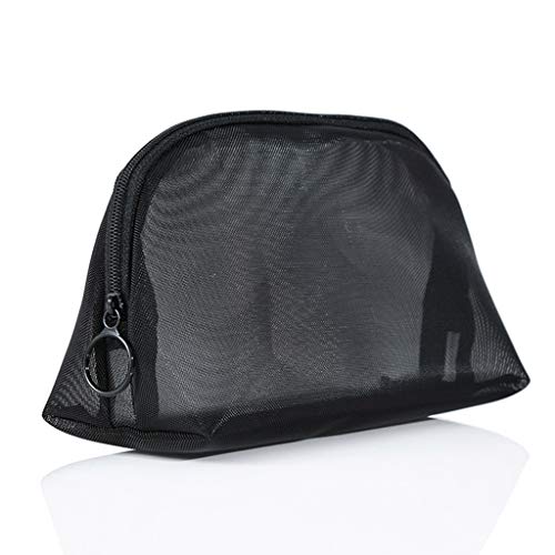 MEIBAOGE Clear Black Mesh Reißverschluss Kosmetiktasche Damen Durchsichtig Kosmetik Organizer Reisen,Make-up Pouch-Halbkreis Schwarz von MEIBAOGE