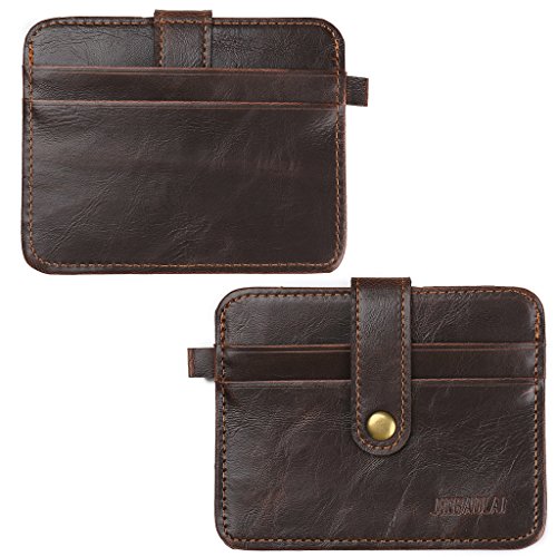 MEIBAOGE Herren Kunstleder Kleiner Ausweis Kreditkartenetui Brieftasche Slim Pocket Etui,Herren Geldbörse-Deep Coffee von MEIBAOGE