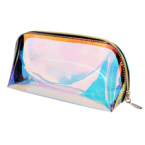 MEIBAOGE Holographische Kosmetiktasche Transparent Make-up Etui Kulturbeutel Reise-Organizer,Make-up Etui-Beige-L von MEIBAOGE