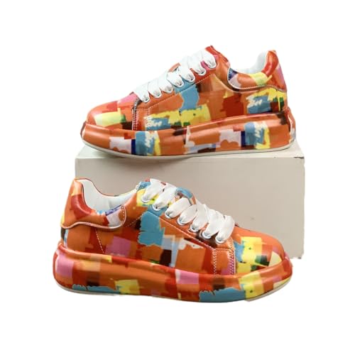 MEIION Elimex - Bunte Plateau Turnschuhe Modische Damen-Sneaker mit Dicker Sohle in Regenbogenfarben für Freizeit und Sport von MEIION