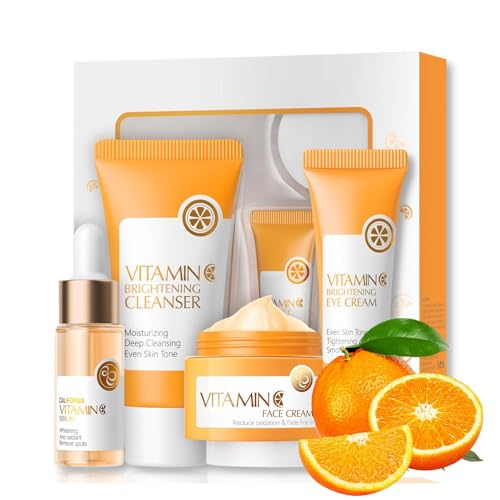 Vitamin C Travel Skincare Set Teenager-Mädchen und Frauen, Anti-Aging Hautpflege Set, 4-tlg Reisegröße Geschenksets Gesichtspflege Routine Set mit Reiniger Serum Gesichtscreme Augencreme (Set B) Vitamin C Travel Skincare Set Teenager-Mädchen und Frauen, Anti-Aging Hautpflege Set, 4-tlg Reisegröße Geschenksets Gesichtspflege Routine Set mit Reiniger Serum Gesichtscreme Augencreme (Set B) von MEITREND