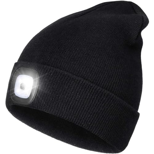 MELARQT MüTze Mit Led Licht, Mütze Herren, Wiederaufladbare USB Wintermütze mit Licht, Scheinwerferkappe zum Camping von MELARQT