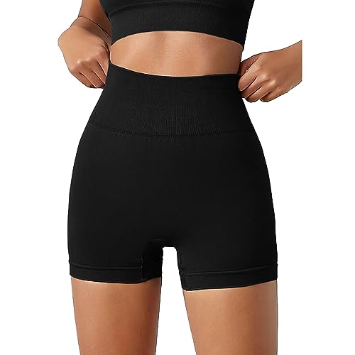 MELARQT Radlerhose Damen Kurze, Sporthose Butt Lift, High Waist Bauchweg Yoga Sport Shorts Leggings, Elastisch Fitness Hotpants Hohe Taille und Bequem für Gym Alltag, L/XL von MELARQT