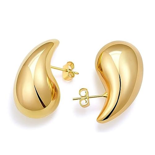 Ohrringe Gold Creolen, 18K Bottega Dupes Ohrringe Damen, Chunky Gold Hoop Earrings, Tropfen Ohrringe Vergoldet, Hypoallergene Teardrop Earrings Modeschmuck Geschenke, Exquisit High - End und kompakt von MELARQT